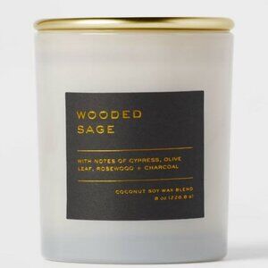 Threshold Black Label Wooded Sage Scented Candle with Gold Lid